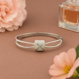 stylish silver kada bracelet