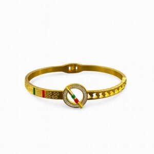 Gold Plated Korean Design Bangle 2.5 Inch for Women