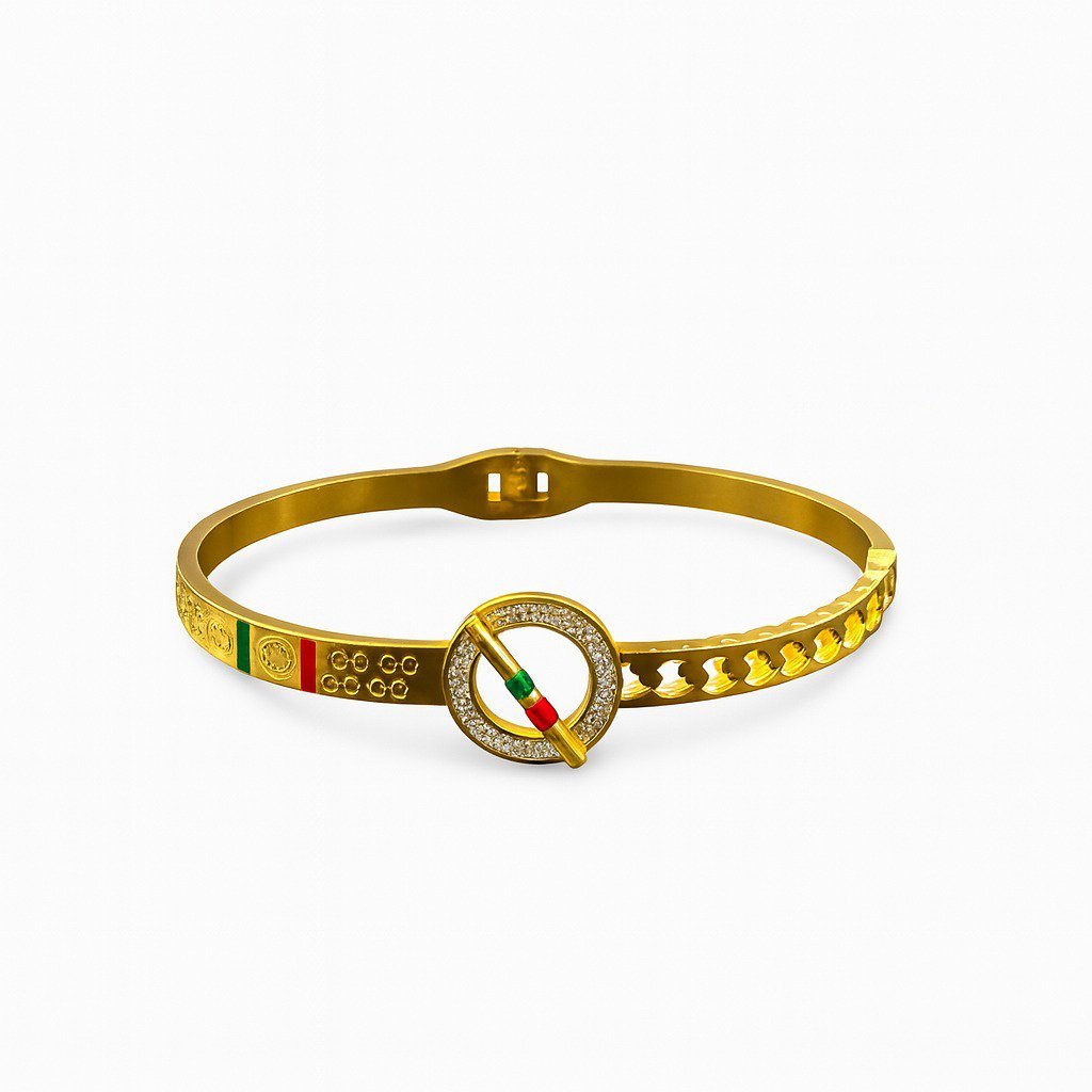 Gold Plated Korean Design Bangle 2.5 Inch for Women