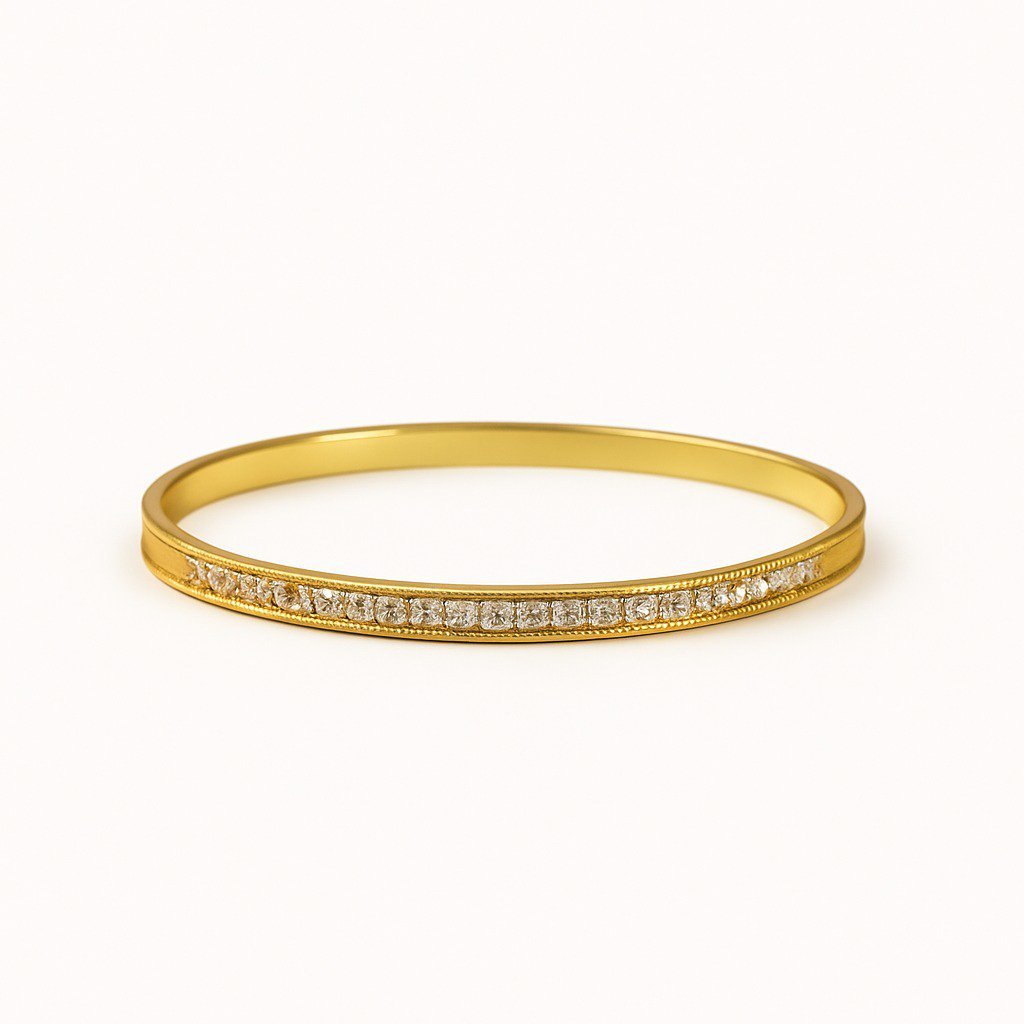 Classic Crystal Gold Plated Bangle - Lightweight, Skin-Friendly