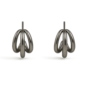 Black Plated Sculptural Loop Stud Earrings 1.5 cm