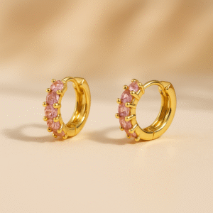 pink stone hoops