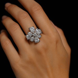 imported silver floral ring