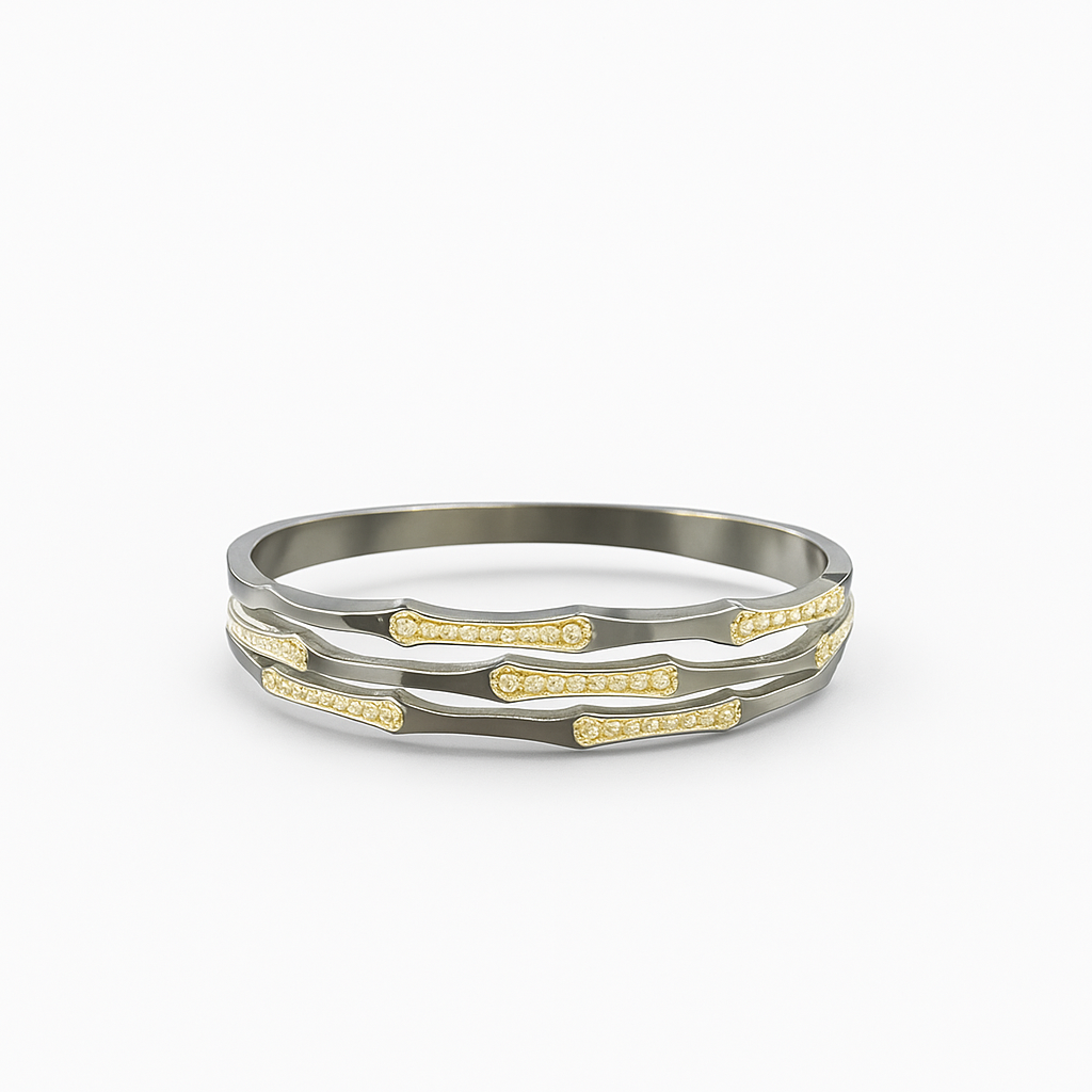 Dual Tone Korean Design Bangle 2.4 Inch
