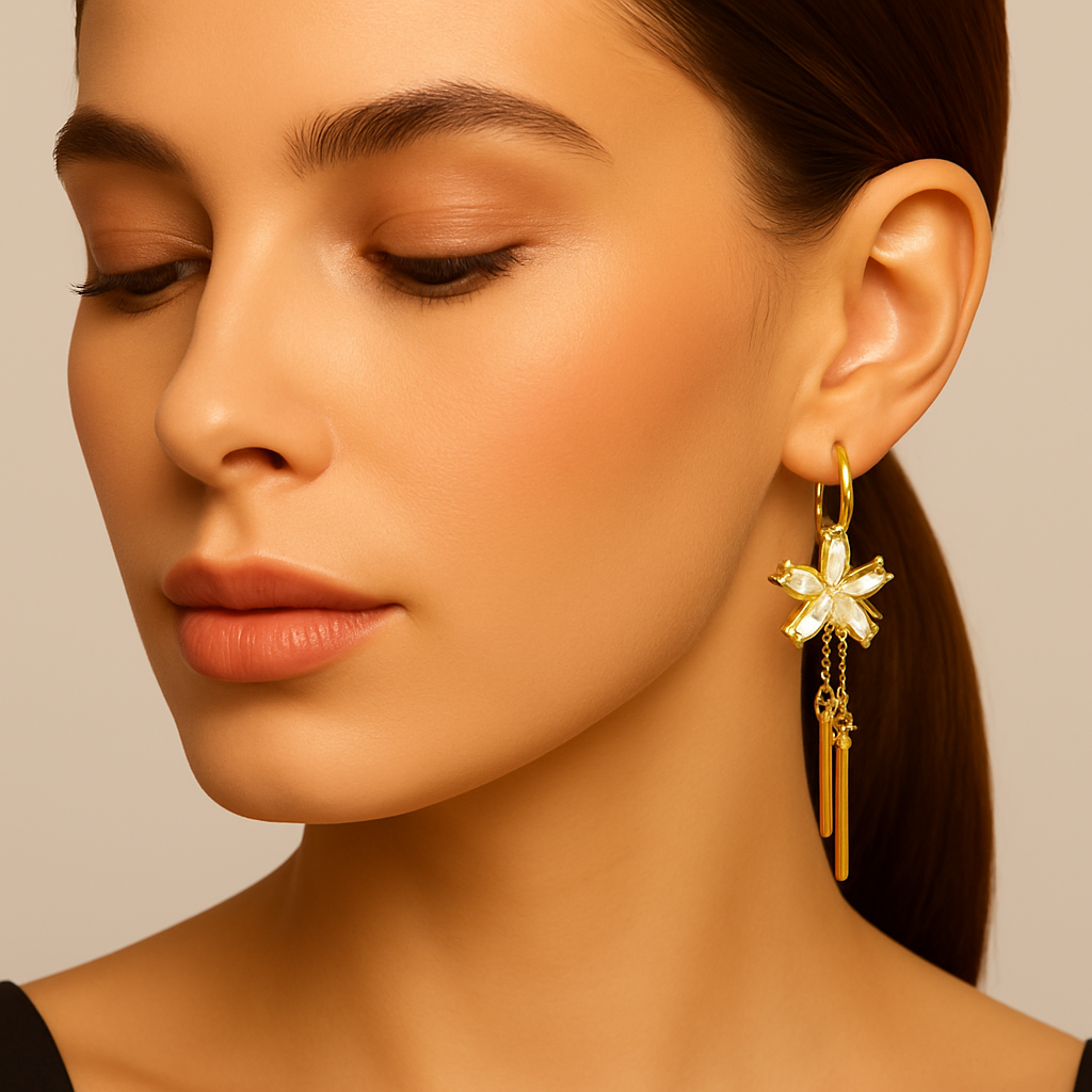 golden floral drop earrings golden floral drop earrings