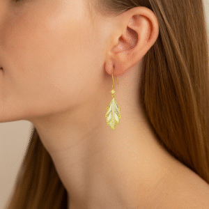 golden leaf drop earrings