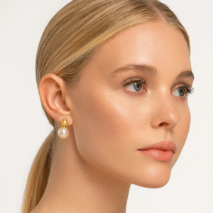golden pearl stud earrings