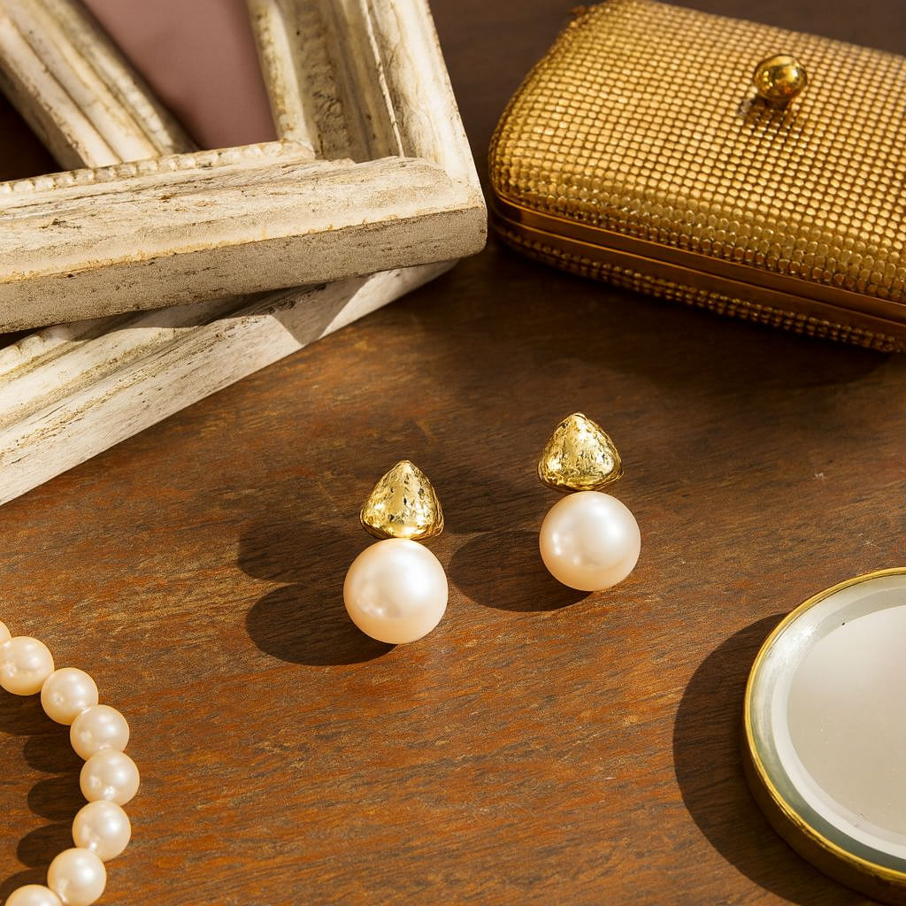 golden pearl stud earrings golden pearl stud earrings