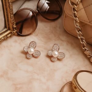 Rose Gold Pearl Earrings