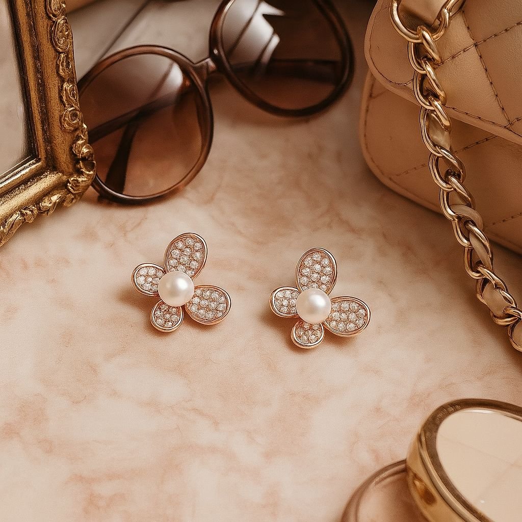 Rose Gold Pearl Earrings Rose Gold Pearl Earrings