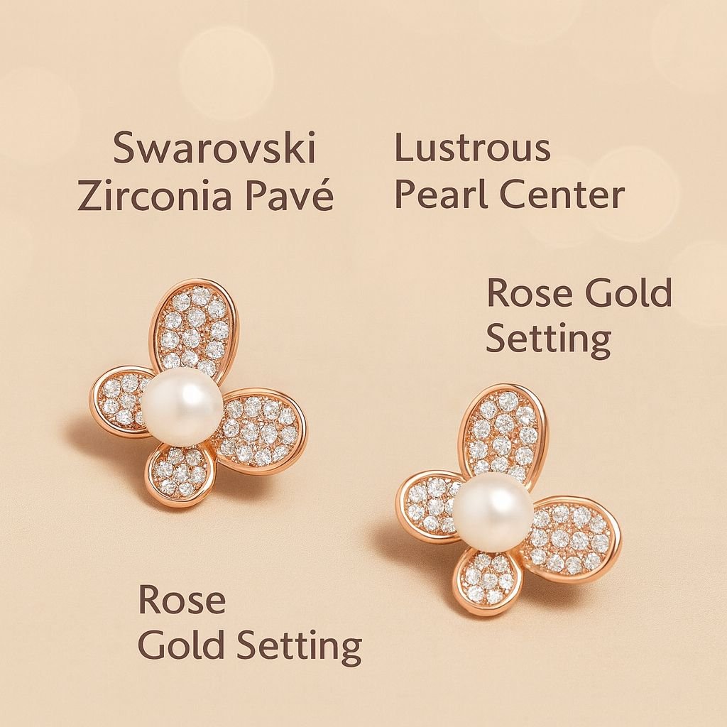 Rose Gold Pearl Earrings Rose Gold Pearl Earrings