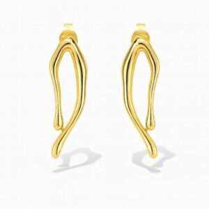 Gold Plated Abstract Flowing Stud Earrings