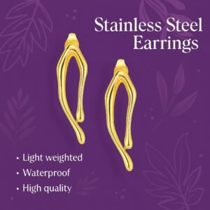 Abstract Wave Gold Drop Earrings