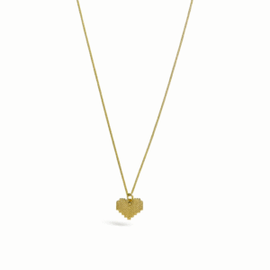 Gold Plated Pixel Heart Pendant Necklace 27 cm Chain