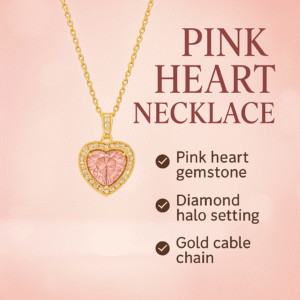 Jewelsland Pink Heart Pendant Chain
