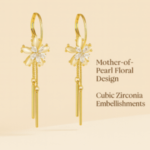 golden floral drop earrings