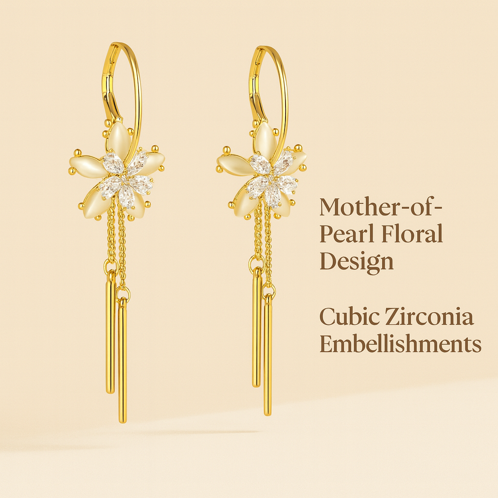 golden floral drop earrings golden floral drop earrings