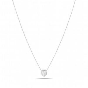 Pave CZ Ball Silver Plated Necklace featuring a small, round pendant completely covered in pave-set CZ stones on a fine silver chain.