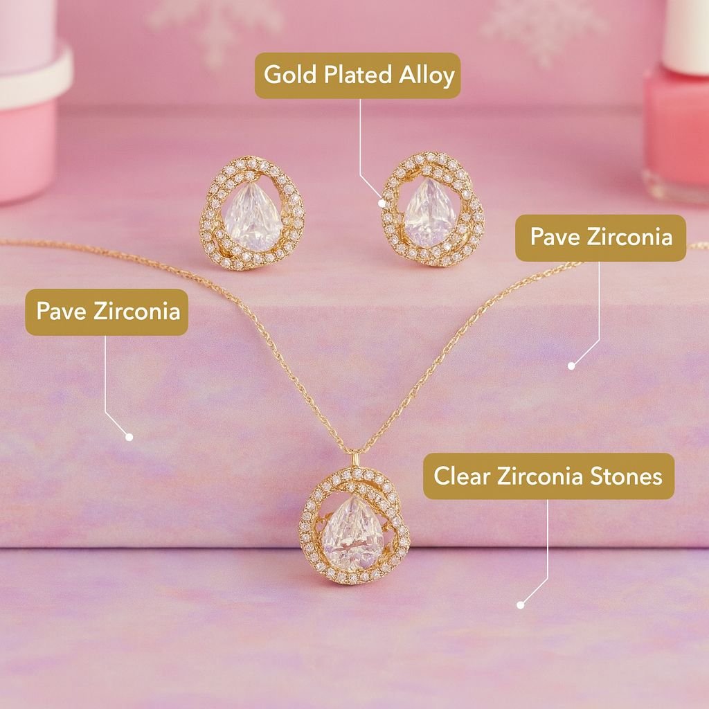 Gold Triangle Crystal Necklace Set Gold Triangle Crystal Necklace Set