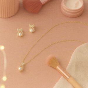 Jewelsland Pearl Bow Necklace Set