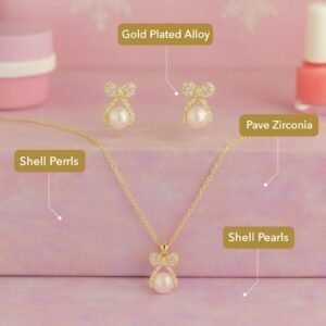 Jewelsland Pearl Bow Necklace Set