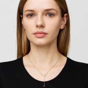 Gold Chain with White Clover Drop Necklace