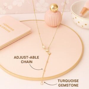 Gold Chain with White Clover Drop Necklace