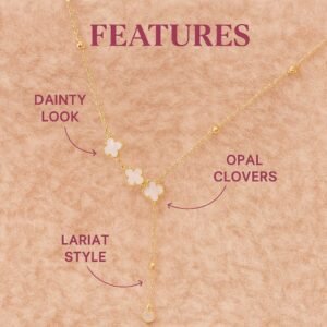 Gold Chain with White Clover Drop Necklace