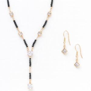 Gold Plated Mangalsutra Necklace and Earrings Set