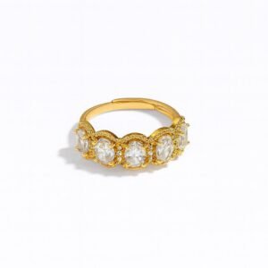 Gold Plated Oval CZ Eternity Ring 2 cm