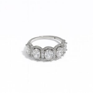 Silver Plated Oval CZ Eternity Ring 2 cm