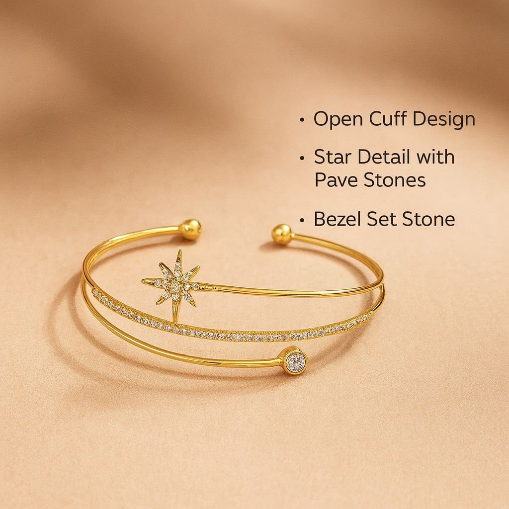 Dual Band Kada with Star and Stone Dual Band Kada with Star and Stone