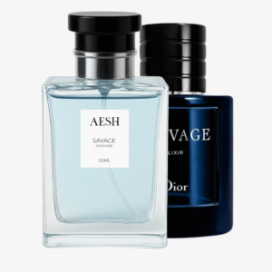 Aesh Elixir Intense 50ml perfume bottle, 30% concentration, featuring warm spicy and woody accords.